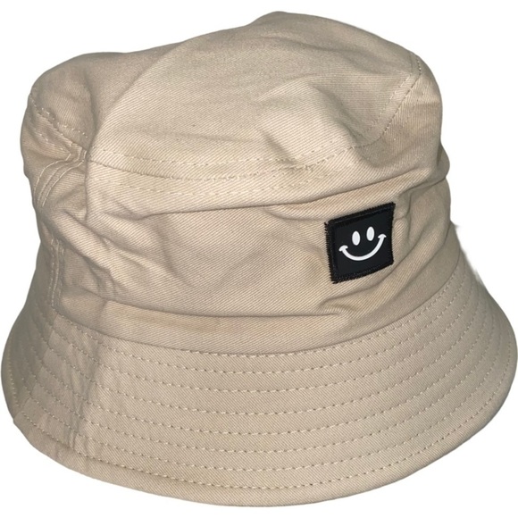 HIPSTER Smily Face Bucket Hat - Tan - Adult Hat - Picture 2 of 5